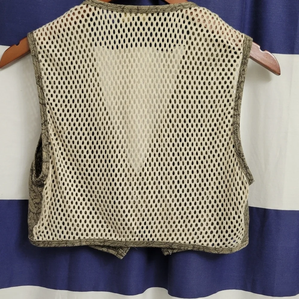 Guess Vintage Brown 1990s Cropped Button Vest | Size Medium - Picture 2 of 6